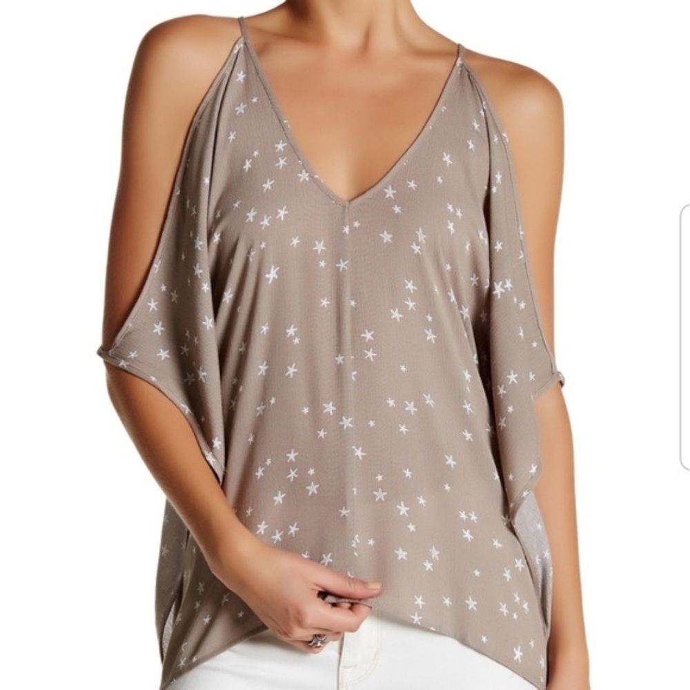 Lovestitch Split Sleeve Neutral Star Pattern Blouse Size Medium